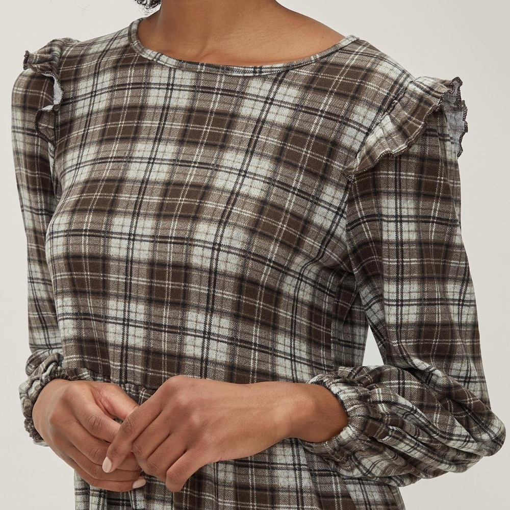 PLAID RUFFLE MINI DRESS - Picture 3 of 3